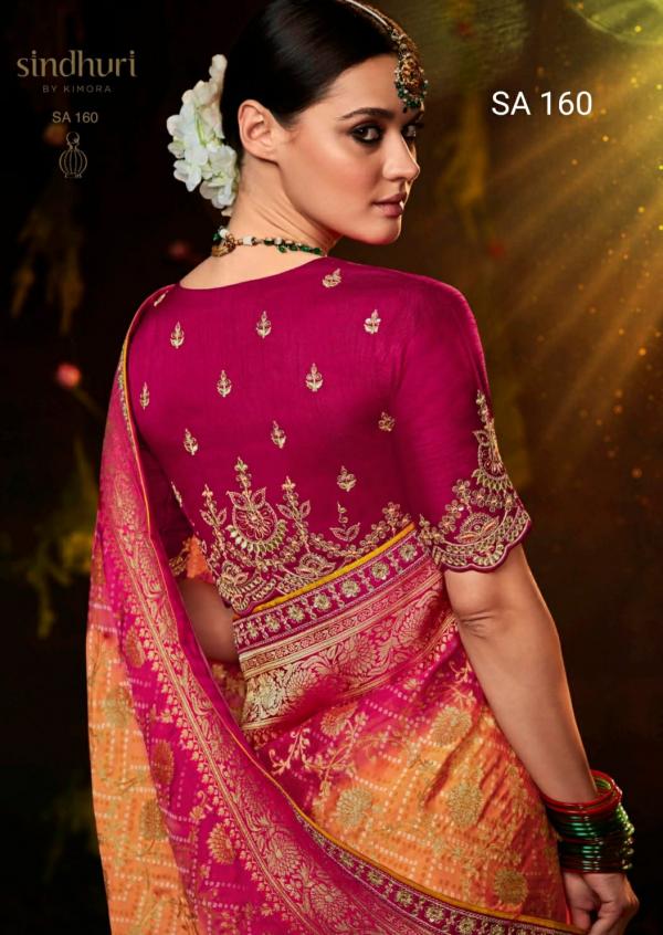 Kimora Sindhuri Bandhej Embroidery Saree Collection